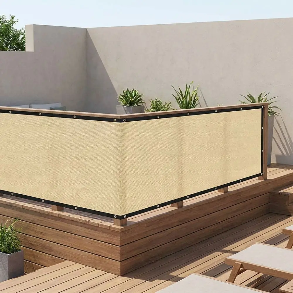 Thickened Balcony Fence Privacy Shade Screen Sun Protection Encrypted Railing Shade Cloth Screen with Grommets Dust-proof
