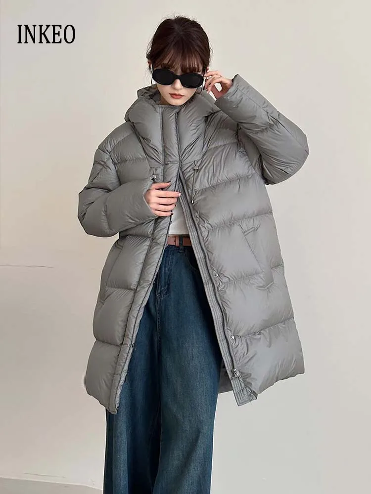 

High quality Women's Long hooded down jacket 2024 Winter Fashion Fluffy 90% white duck down coat Puffer jacket Oversize DJ012