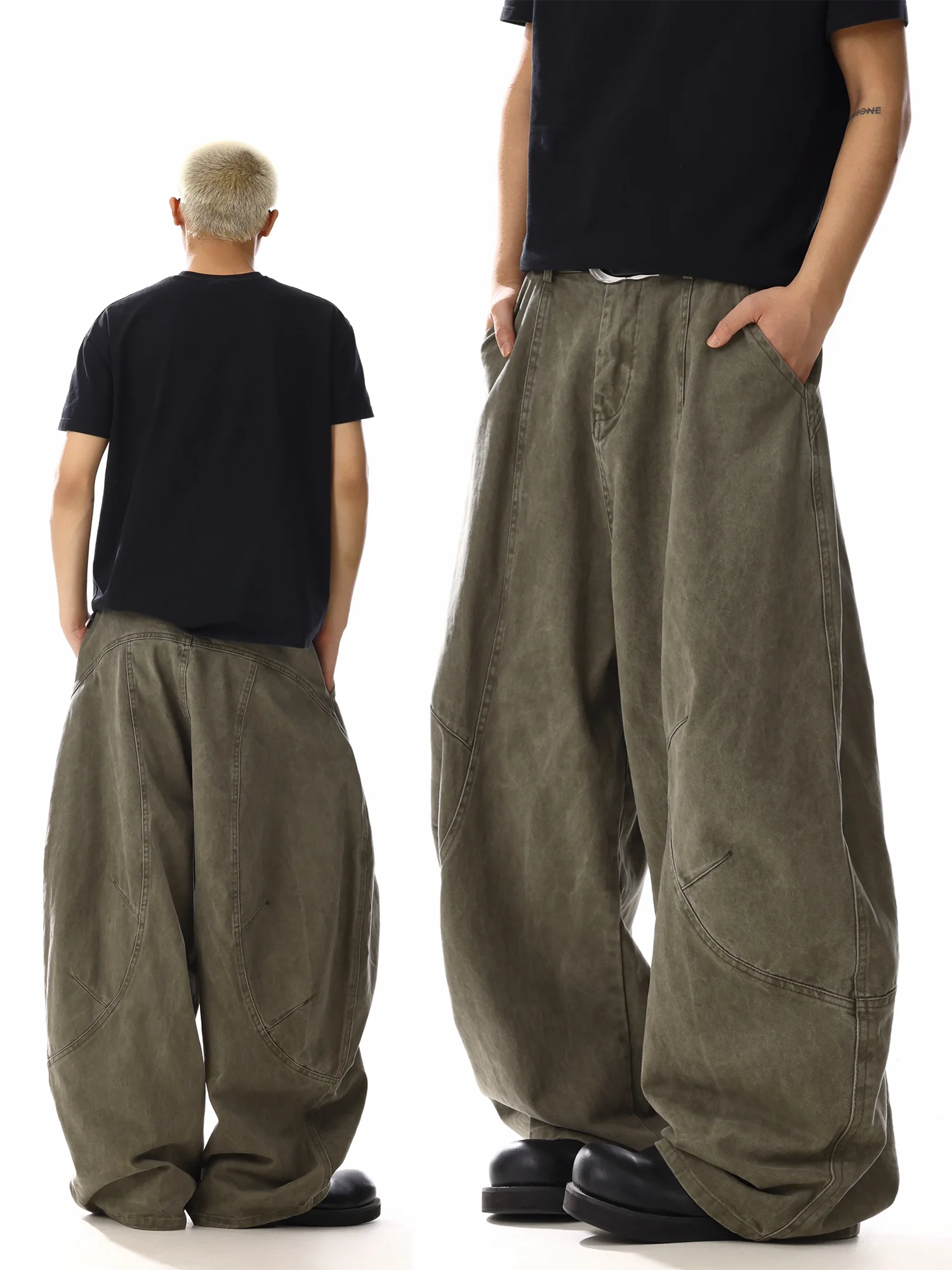 

Retro American Washed Loose Straight Leg Workwear Pants High Street Style for Men And Women Casual Wide Leg Trousers