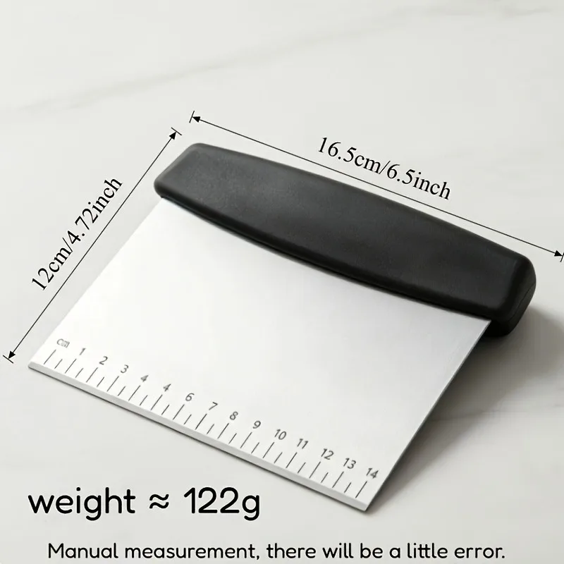 Stainless Steel Bench Scraper Dough Cutter, Cream Spatula with CM/Inch Scale for Dough Flour Bread Cheese Pizza, Kitchen Baking