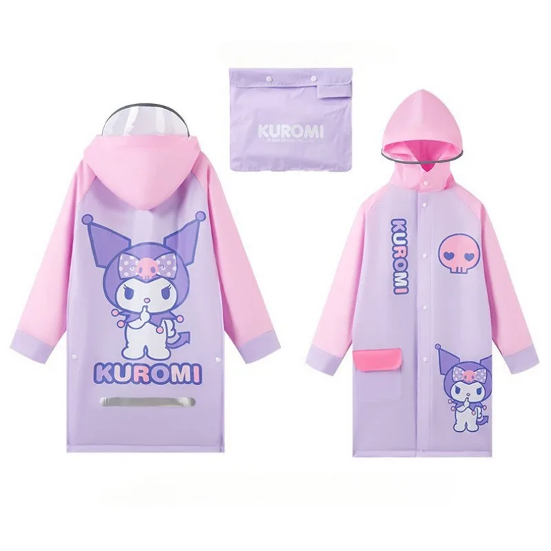 Kawaii Hello Kitty Kid Raincoat Sanrio Kuromi My Melody Cinnamoroll Children Boy Girl Rain Poncho Reusable Waterproof Rain Coat