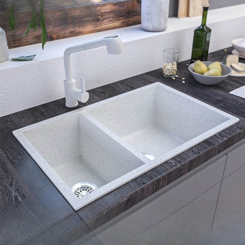 Irregular basin kitchen sink Integrated handmade stone sink Stepped vegetable sink Double tank