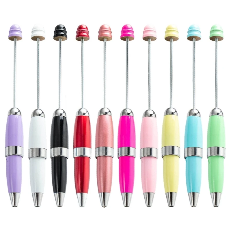 6x Beadable Ballpoint Pen Metal Pen Stationery Pen Bead Rollerball Pen