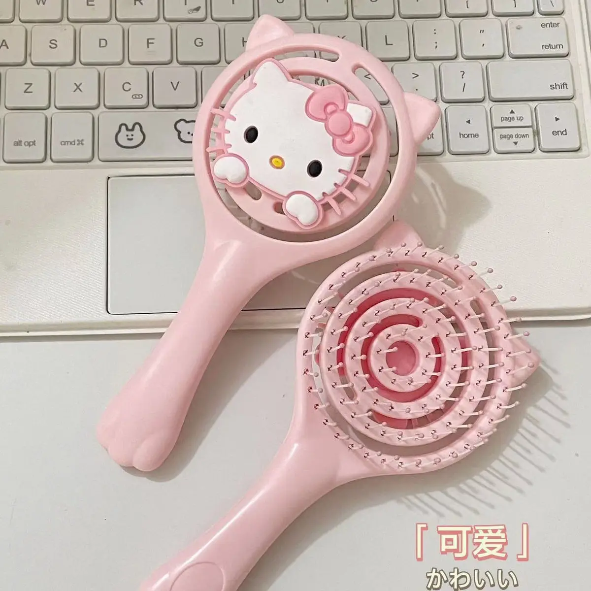 2024 Kawaii Pink HelloKittys Air Cushion Comb Sanrio Kitty Cat Long Hair Curling Fluffy Air Bag Comb Head Massage Comb