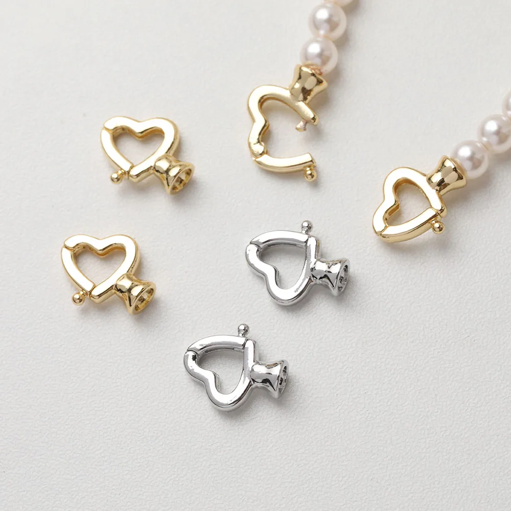 

4PCS 14K Gold Plated Simple Love Heart Ending Buckle Clasp Bracelet DIY Making Supplies Jewelry Material Accessories