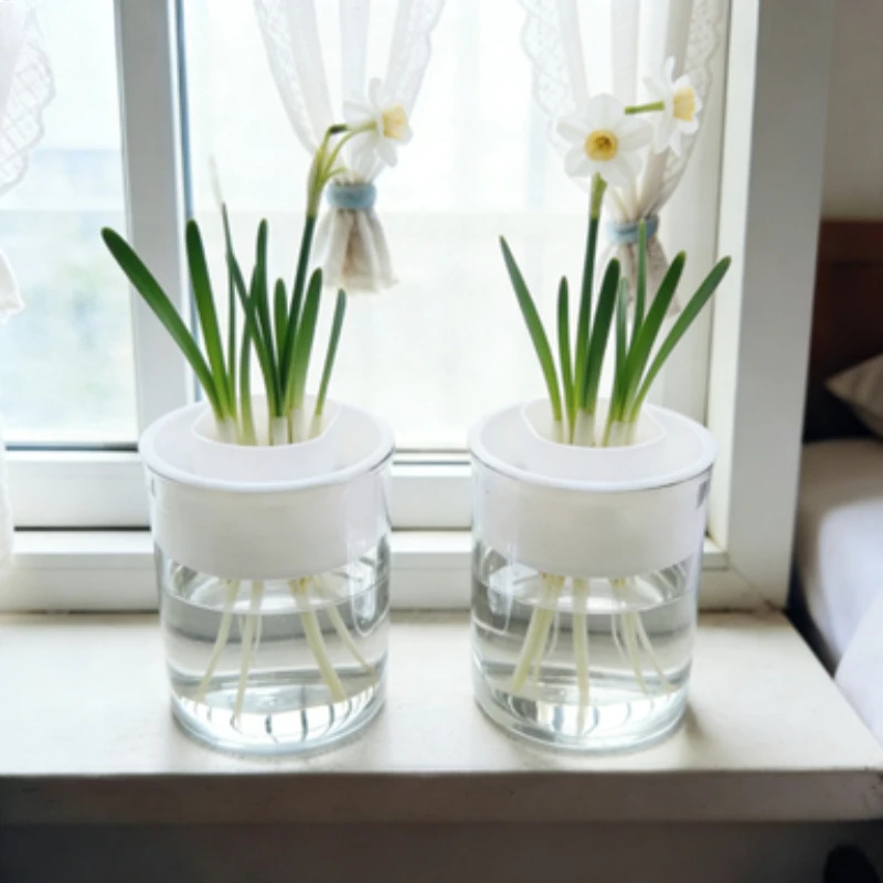 2Pcs White Plastic Hydroponic Separator Pot Insert Bulb Plant Root Control Tray Prevent Rot For Tulip Hyacinth Water Culture