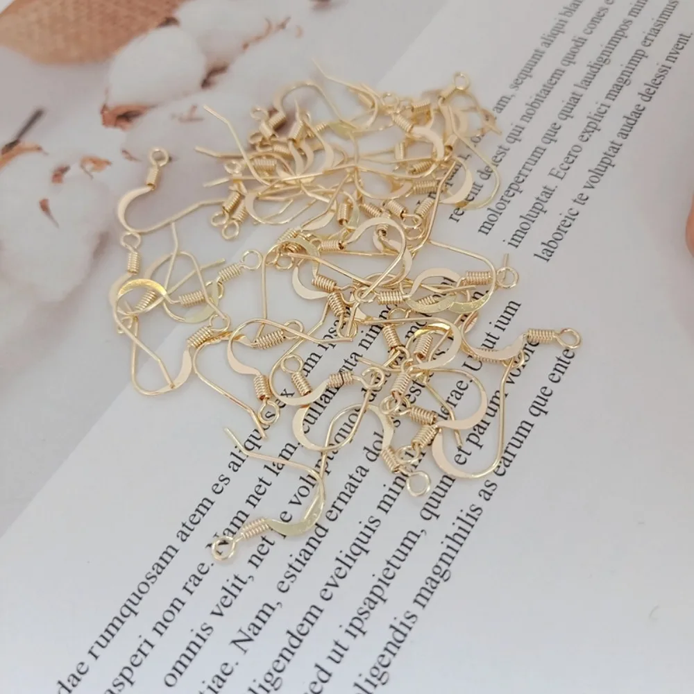 14K Gold-plated Beads with Spring Ear Hooks, Flat Ear Hooks, Diy Earring Materials and Accessories