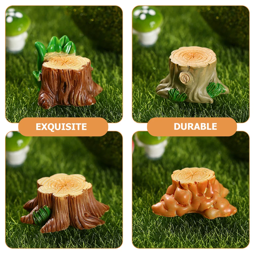 

8Pcs Mini Resin Tree Stump Micro Landscape Decoration Creative Fairy Garden Ornament Desktop Bonsai House Decor