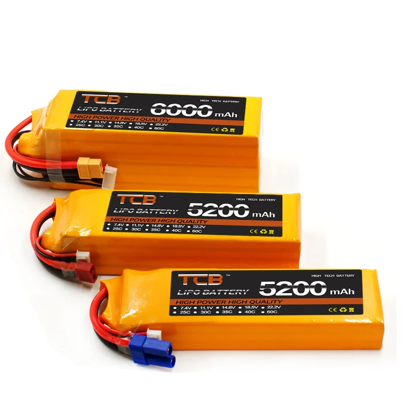 TCB bateria Lipo 2S 3S 4S 6S 50C 60C 1500 2200mah 2600mah 5000mah 6000mah 7000mah 4000mah 7.4V 11.1V 14.8V 22.2V T XT60 części do zdalnego sterowania