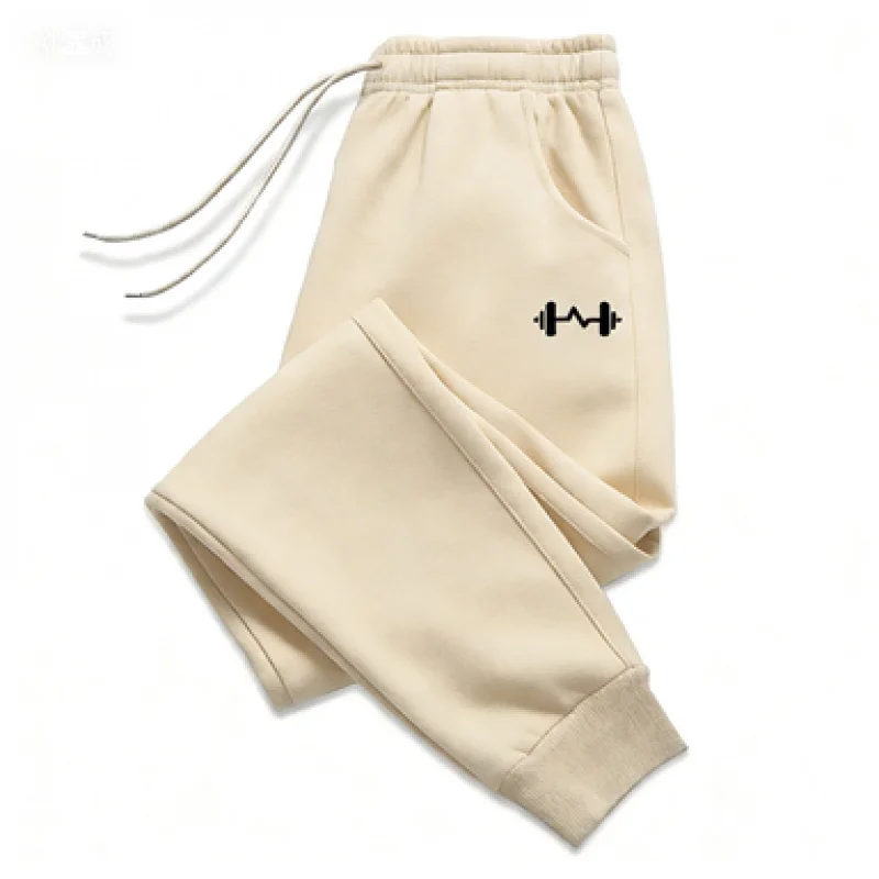 2025 Men's Casual Sweatpants Barbell Printed Trousers Autumn Winter Fashion Drawstring Jogging Sports Pants Knitted Bottoms