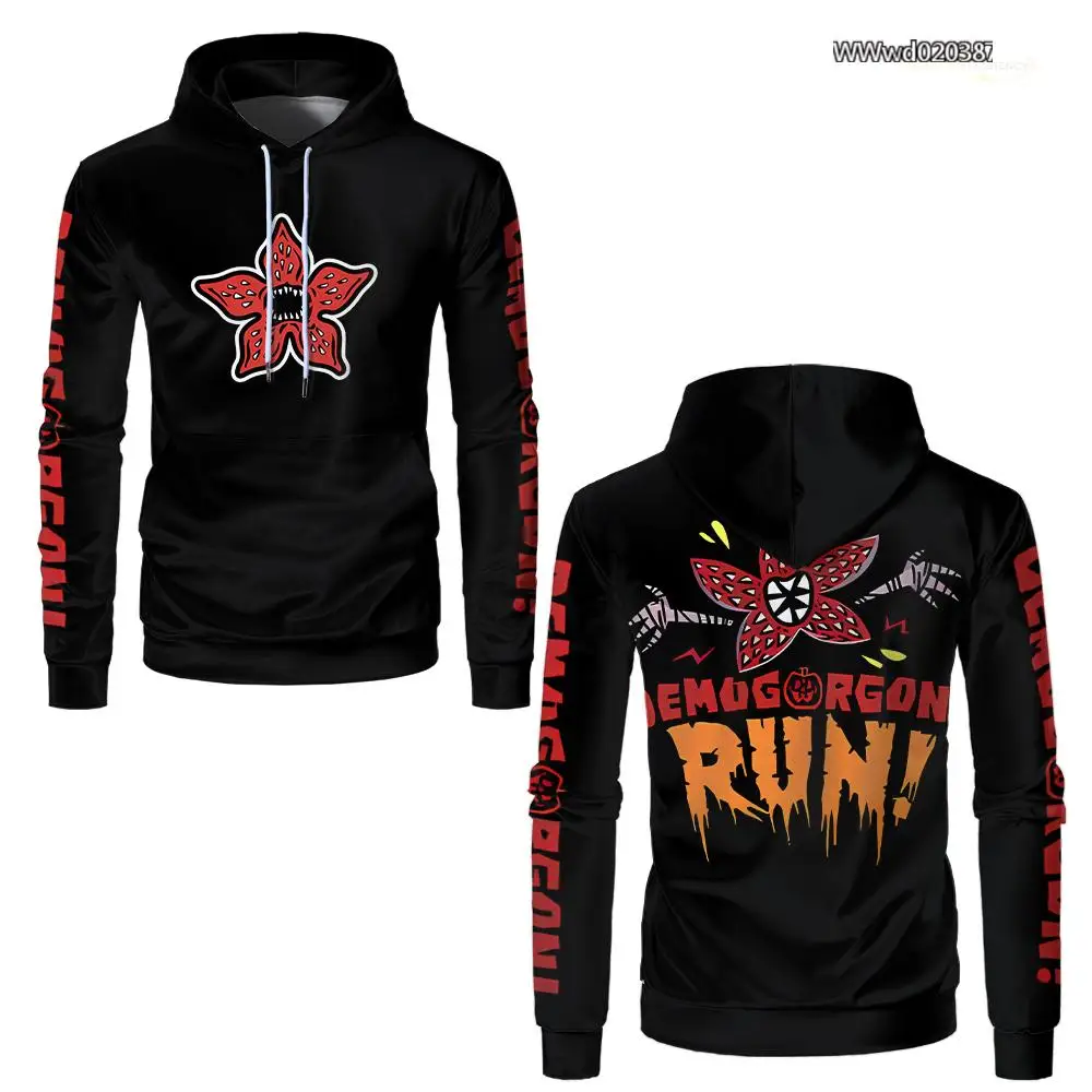 HAWKINS Eddie Munson Printed Hoodie Vintage Trendy Unisex Street Y2k Skateboard Top Demogorgon Flower Monster Graphic Sweatshirt