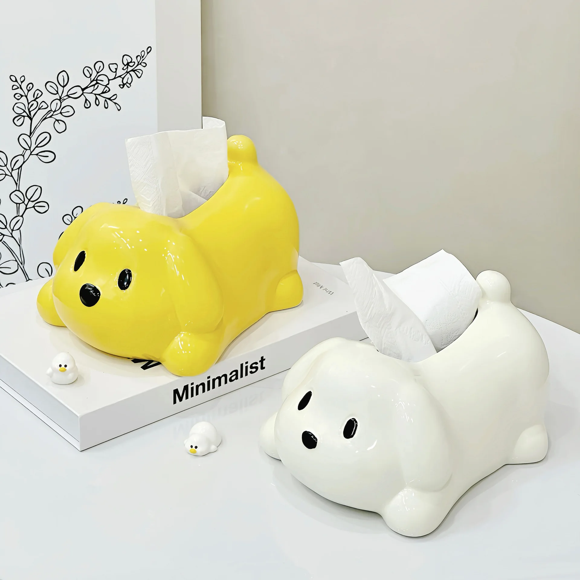 Ceramic Tissue Box Cute Animal Cartoon Dog Desktop Storage Container Tissue Box Holder Napkin Holder Home Decoraction Luxury