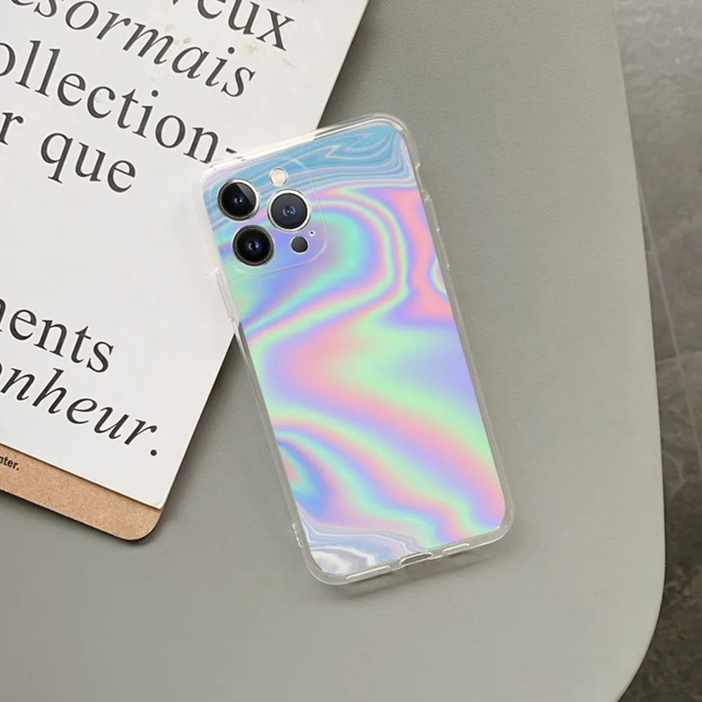 Holographic Pattern Phone Case For iPhone 15 14 13 12 11 Pro Max XS X XR SE 2020 6 7 8 Plus Mini Protective Shell