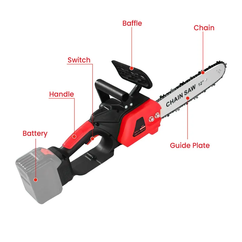 3500W Bürstenlose Kettensäge, 20000RPM Handliche Lithium-Akku-Kettensäge für den Hausgebrauch, Wiederaufladbare Lithium-Ionen-Holzfällersäge – Detail 6