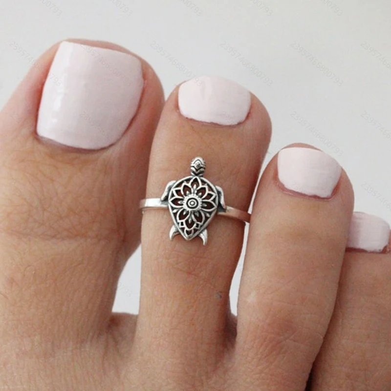 Sea Turtles Adjustable Open Foot Rings For Women Boho Beach Fashion Toe Wear Jewelry Accessories