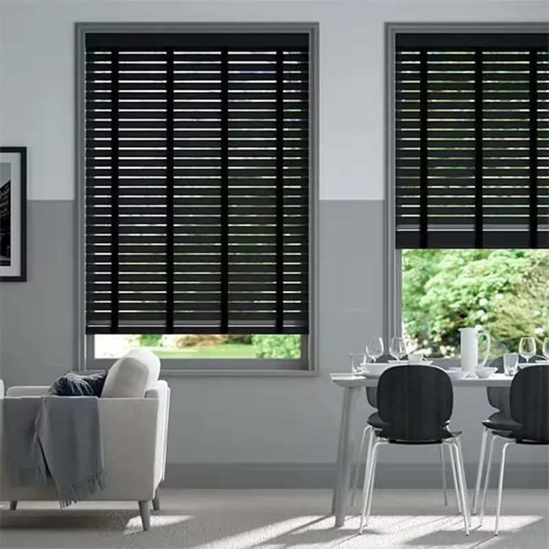 Hot-selling smart black electric blinds wood blinds 50mm electric wood blinds