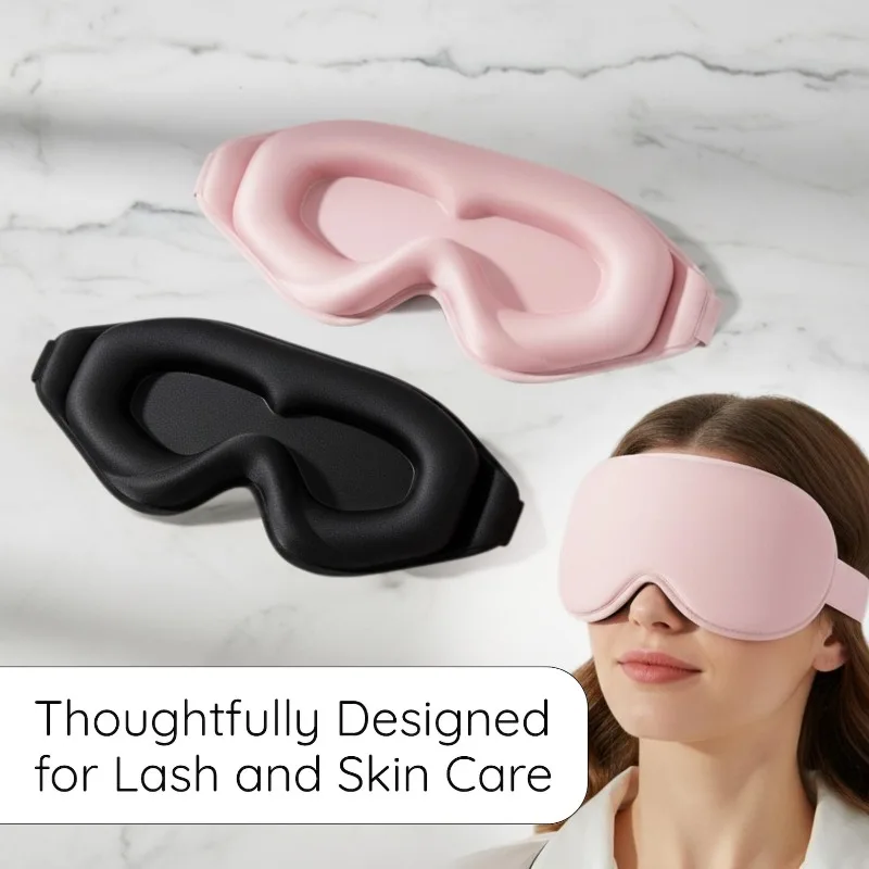 

3D Contoured Sleep Mask, Light-Blocking, Blackout, Memory Foam Sleep Eye Cover for Travel