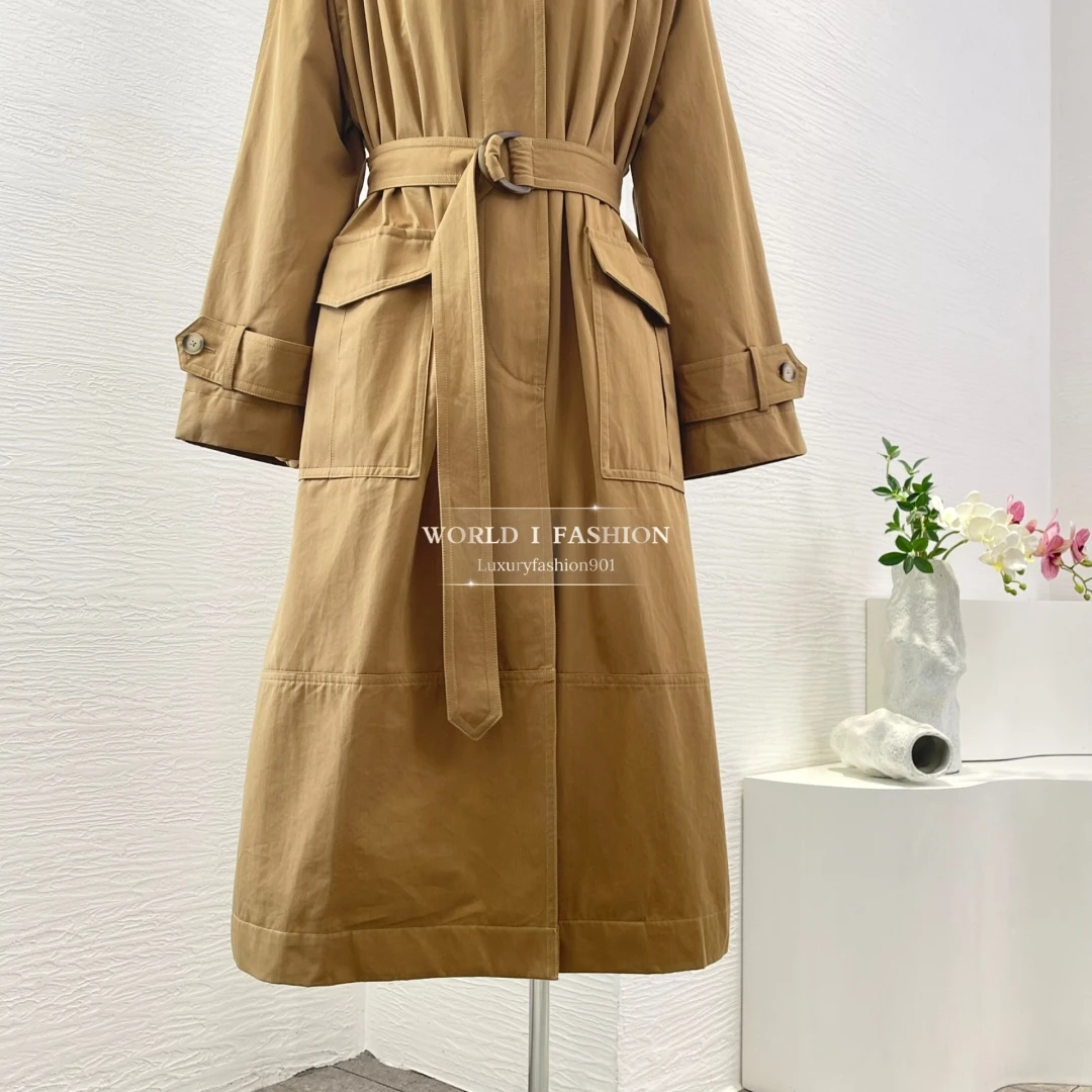 

Classic Khaki 2025 Autumn Cotton High Quality Pocket Women All-matching Coat Jacket