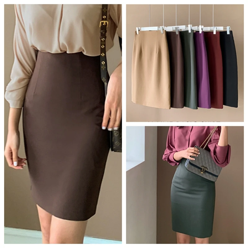 High Waist H-Shape Business Skirt Tight Fit Commute Style Midi Skirt Professional OL Autumn New Arrival Ladies Skirts