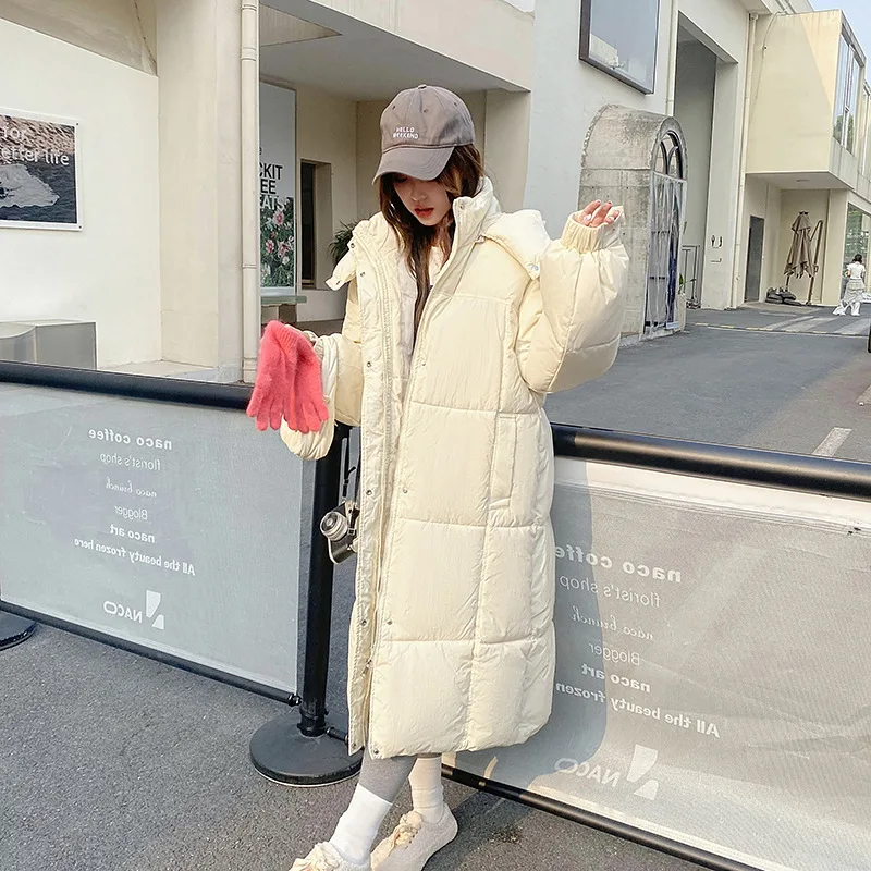 2024 New Down Mid Length Over Knee Cotton Jacket Women\'s Loose Fitting Bread Jacket Winter Coat