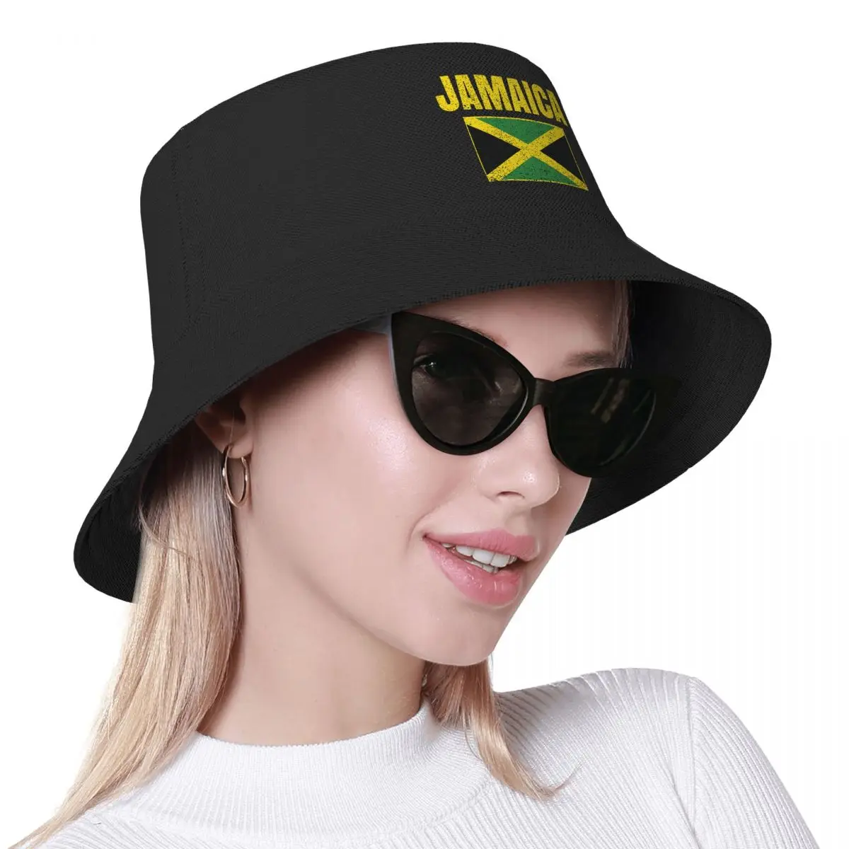 Custom Jamaica Country Jamaican Flag Bucket Hat Women Men Beach Sun Summer Camping Cap