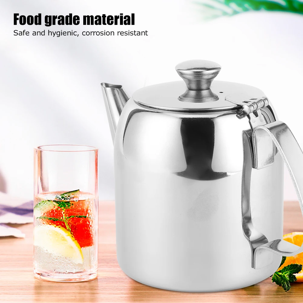 Coffee Pot Teapot Stainless Steel Kettle Cold  Short Spout for Hotel Restaurant Kettle Stainless Steel Kettle Round Pot