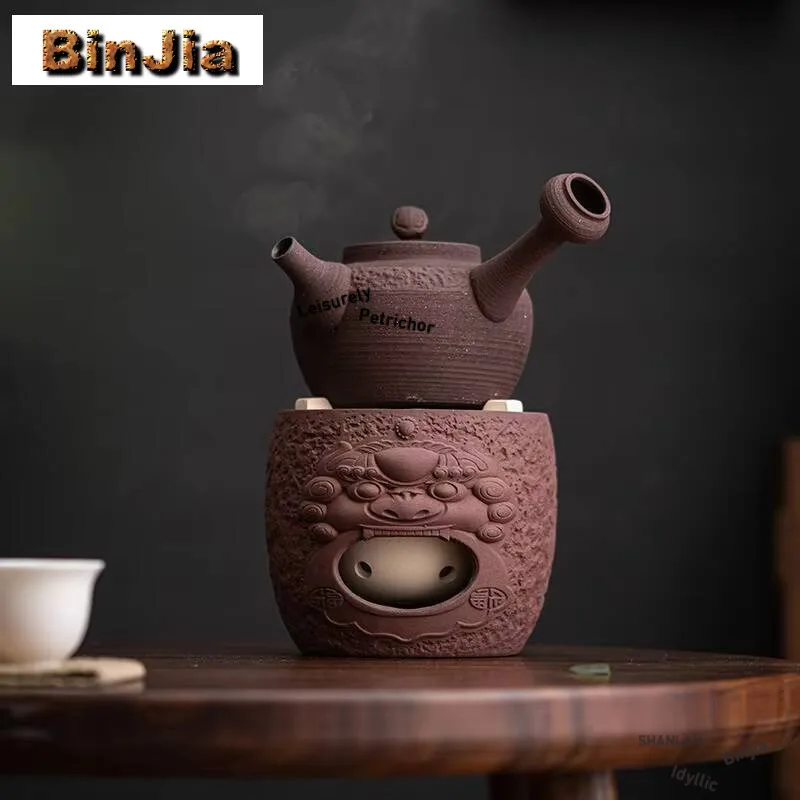 

Древний чайный сервиз для раннего заваривания, глазурованный ржавчина, подогреватель, плита, чайник для кипящей воды, можно сушить, вареный спирт, украшения с боковой ручкой