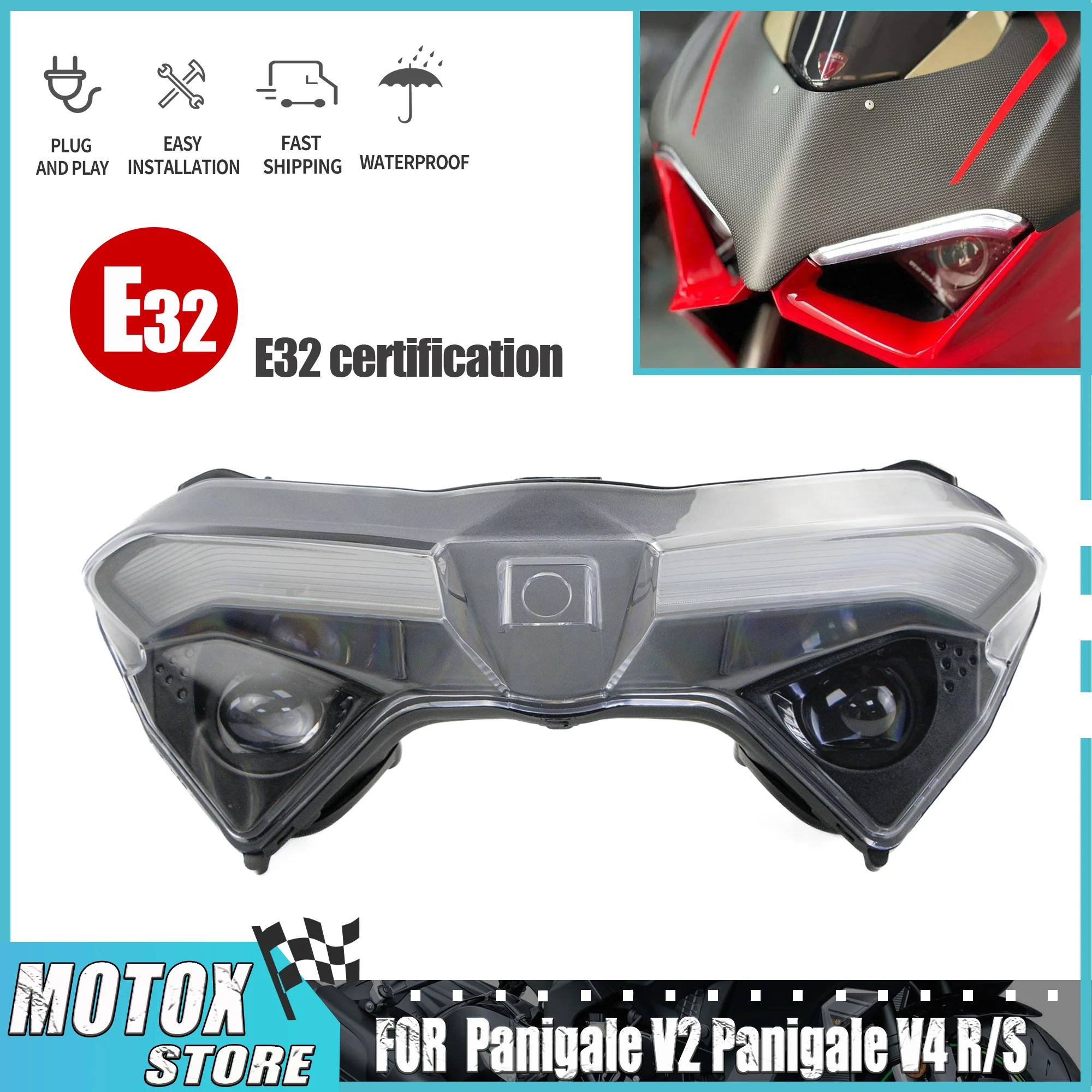 

Front Headlamp Fit for Headlight Assembly DUCATI Panigale V2 V4 V4R V4S 2020 - 2023 PanigaleV2 LED Head Light Lamp PanigaleV4 R