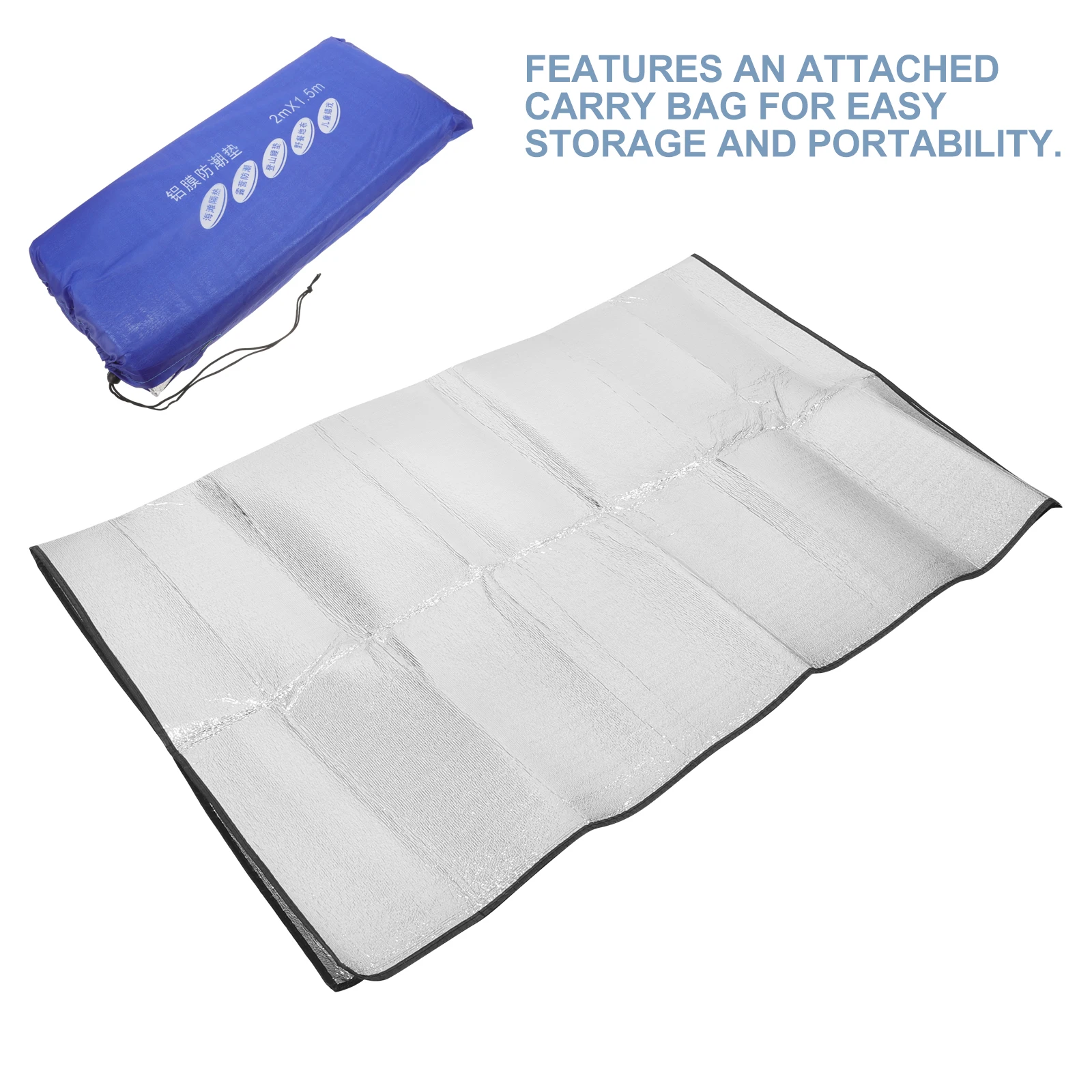 

200x150cm Outdoor Camping Mat Double-Side Waterproof Aluminum Foil Surface for Grass Sand Moisture Barrier Lightweight Foldable