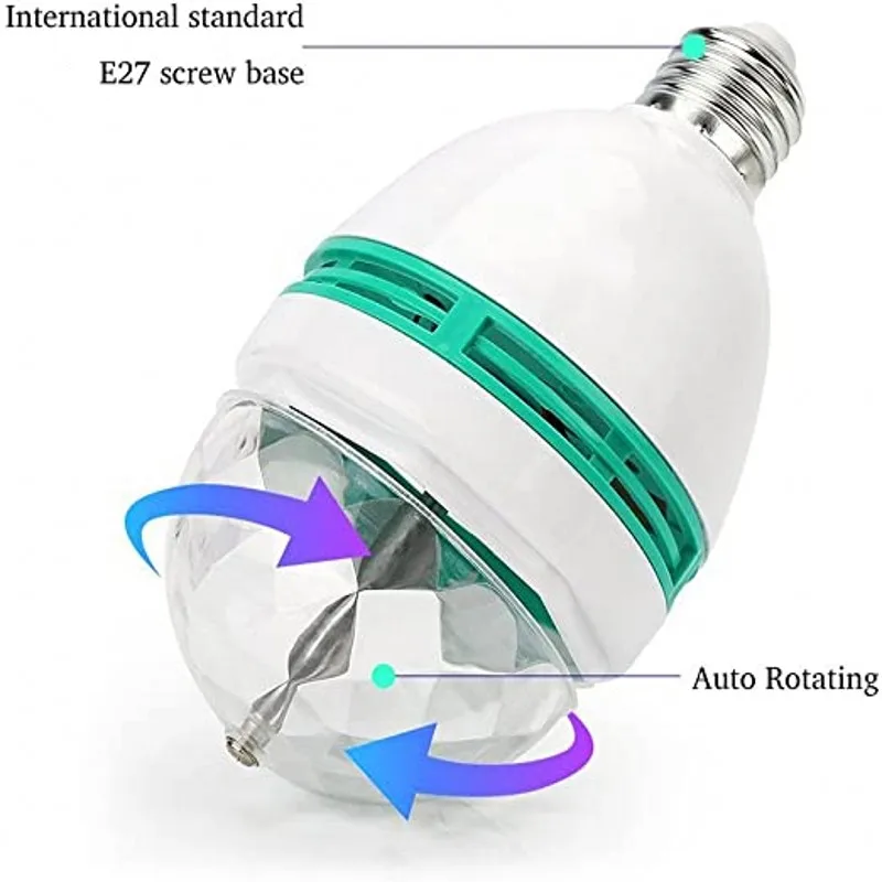 Miniproyector láser multibombilla LED portátil, luz de escenario para DJ, discoteca, fiesta de Navidad, espectáculo de iluminación con adaptador de enchufe E27 a la UE