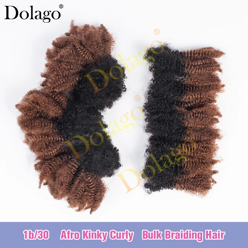 Afro Kinky Bulk Human Hair For Braiding Ombre Color 1b 30 4c Afro Kinky Curly Human Hair No Weft Braiding Hair Micro Locs Braids