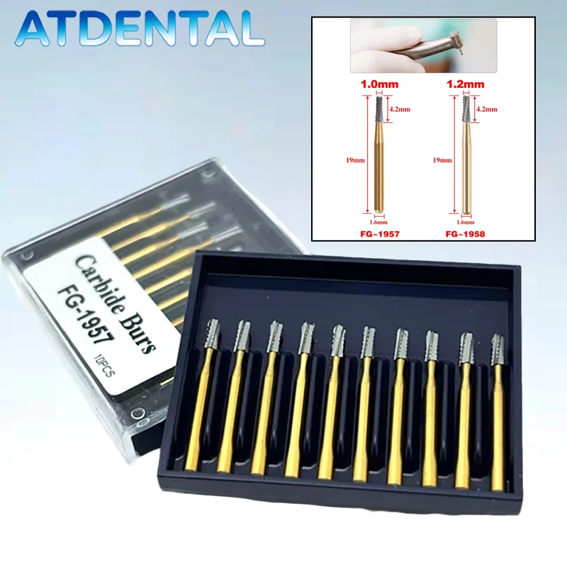 

10pcs Tungsten Carbide Dental Burs Tapered Fissure Cross Cut Bur For High Speed Handpiece Dentistry Drill