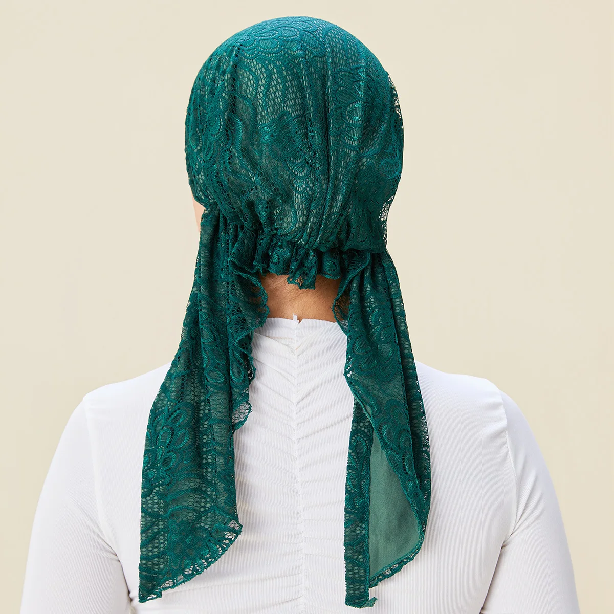 Moda Mujer Pre-atado turbante sombrero de encaje musulmán Hijab capó pañuelo para la cabeza pañuelos para la cabeza pérdida de cabello banda de mano Turbante Mujer