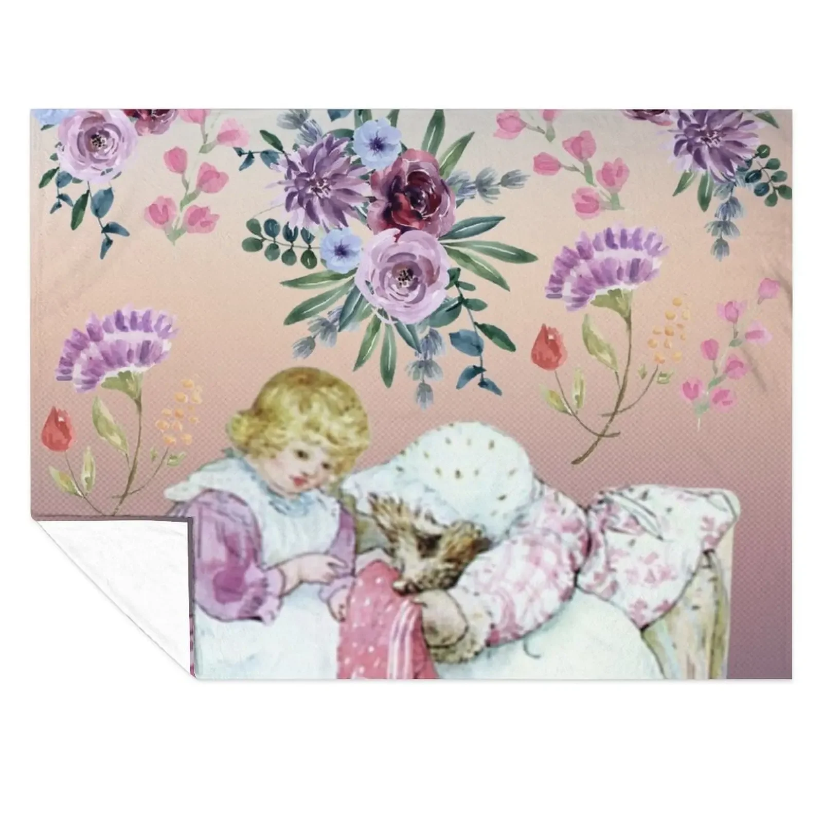 

Mrs. Tiggy Wink and watercolor flowers Throw Blanket Camping sofa bed Winter beds Sofa Quilt Blankets