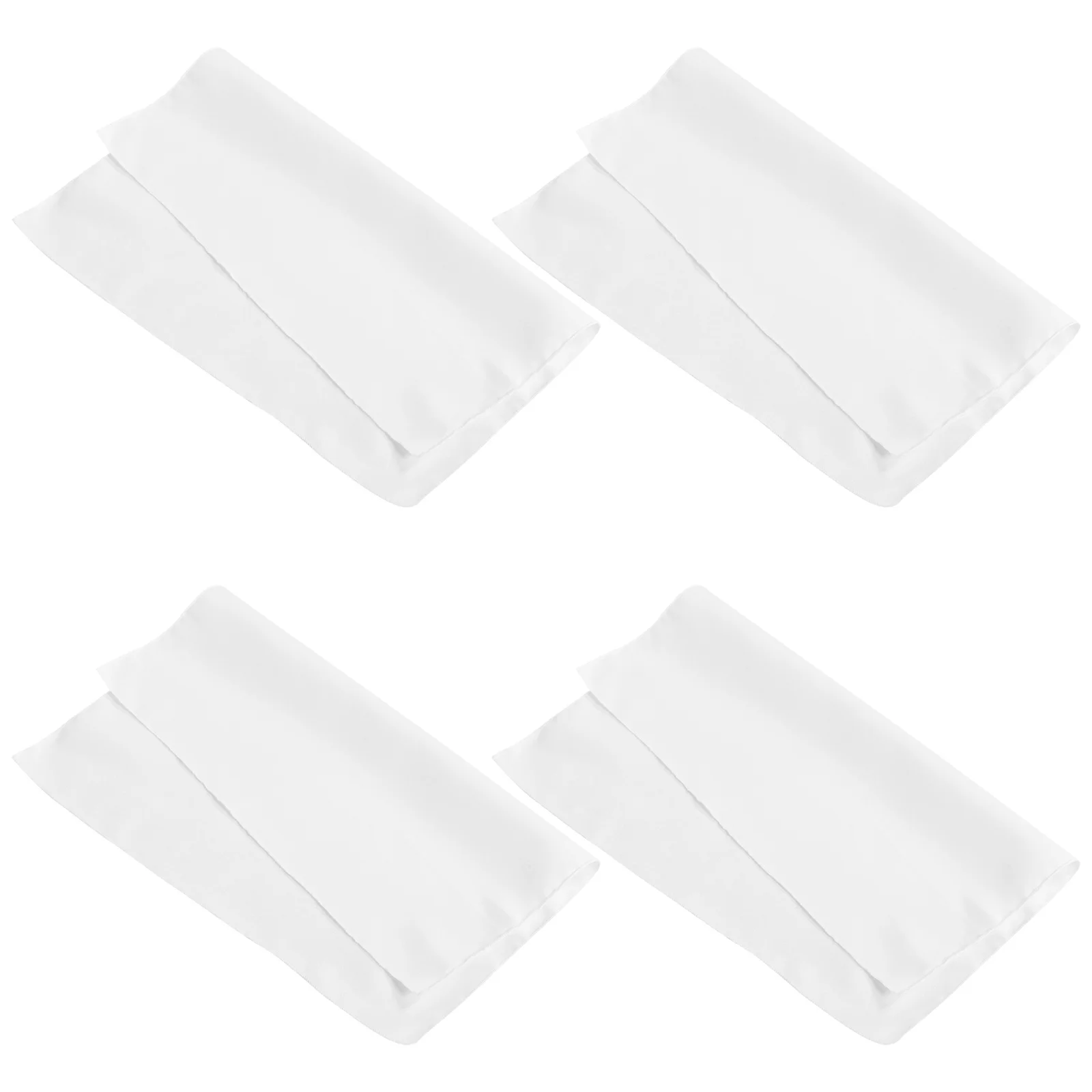 

4Pcs White Cloth Napkins 17x17inch Polyester Washable Reusable Fabric Napkins Wedding Party Banquet Table Setting