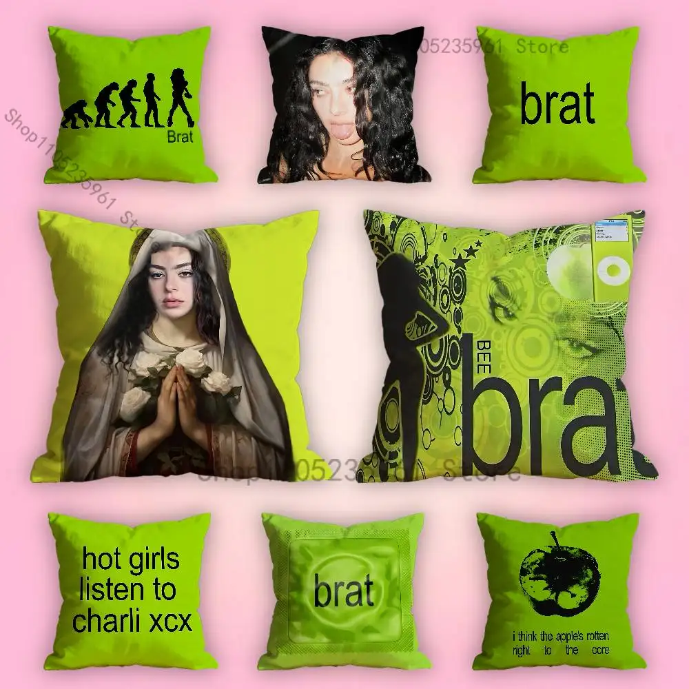 

Brat Art C-Charli xcxS Pillowcase for Sofa Room Office Decor Printing Protector Cushion Cover Valentine gift Custom
