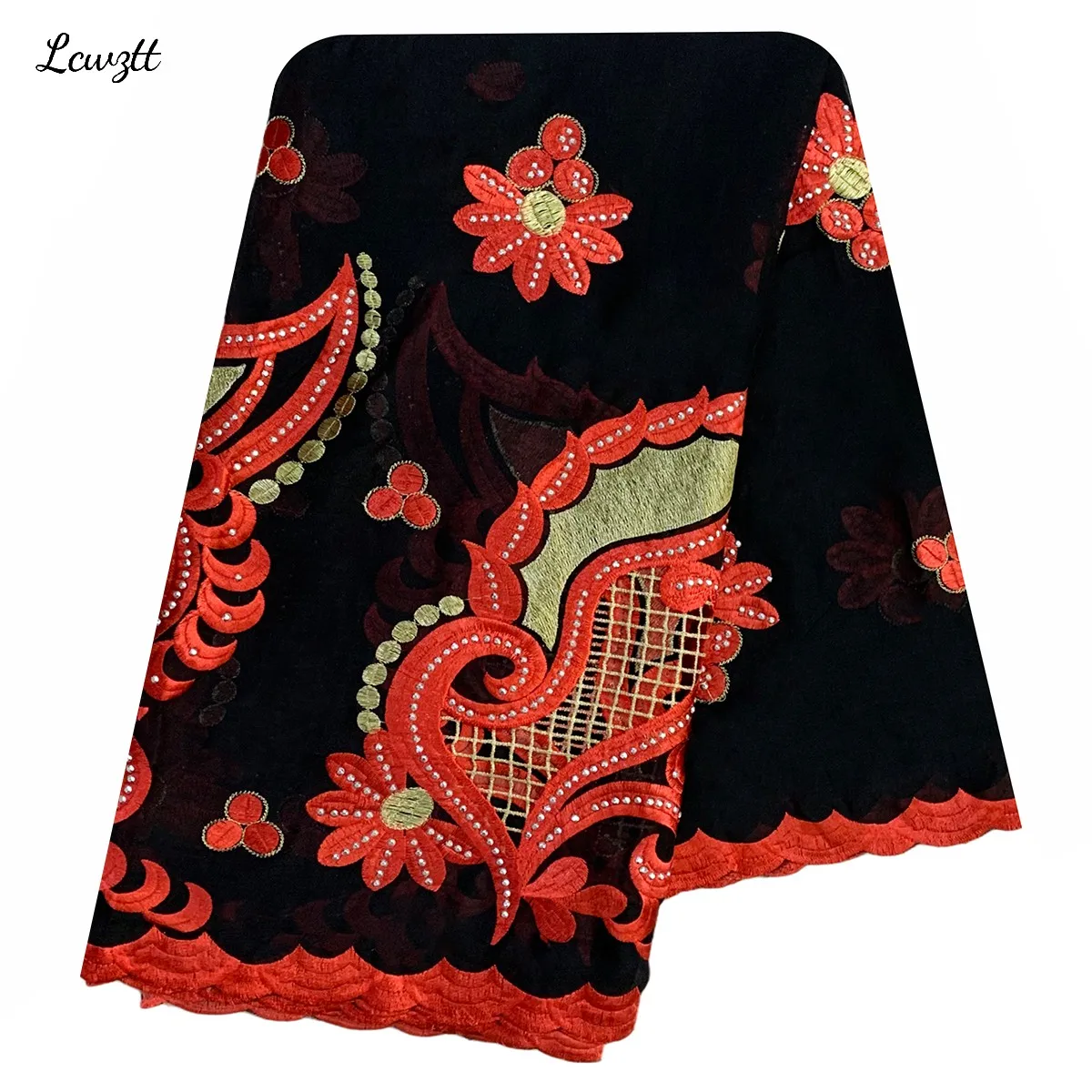 

2022 New Style African Women Scarf Big Size Circle Design Hollow Out Embrodiery Cotton Material Muslim Scarf For Shawls Pashmina
