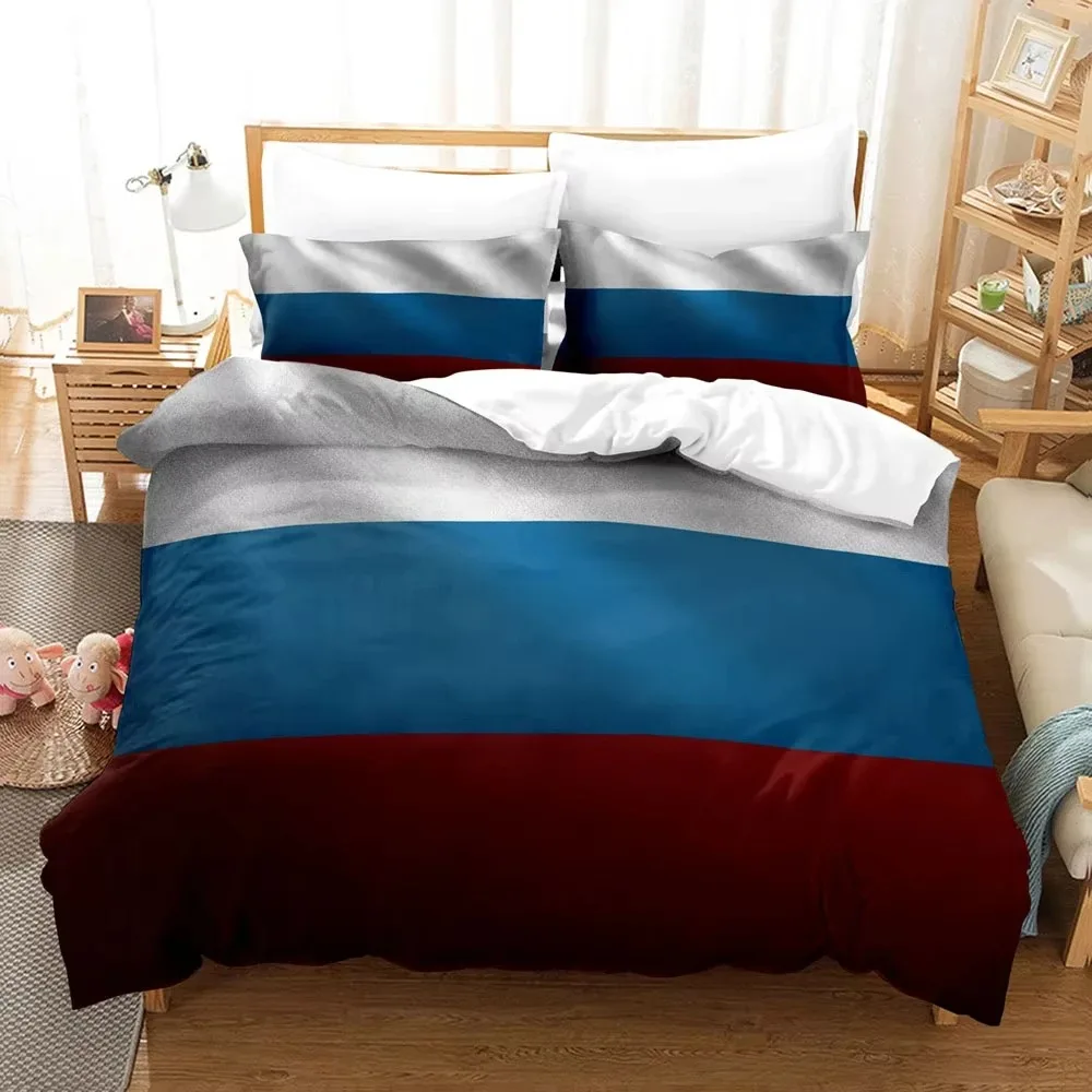 

New 3D Print Russian Flag Duvet Cover Teen Bedroom Single Double Queen King Size Duvet Cover Bedding Set Quilt Cover Pillowcase