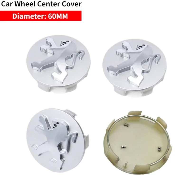 4pcs/set 60mm Wheel Center Caps Hub Cover for Peugeot Logo 307 408 207 205 206 407 107 308 4008 507 508 5008 301 Car Accessories