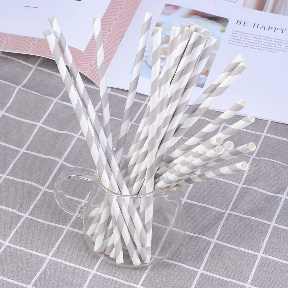 

200Pcs Durable Disposable Paper Straws Eco-Friendly Drinking Straws Party Supplies for Garden Party Birthday Bachelorette