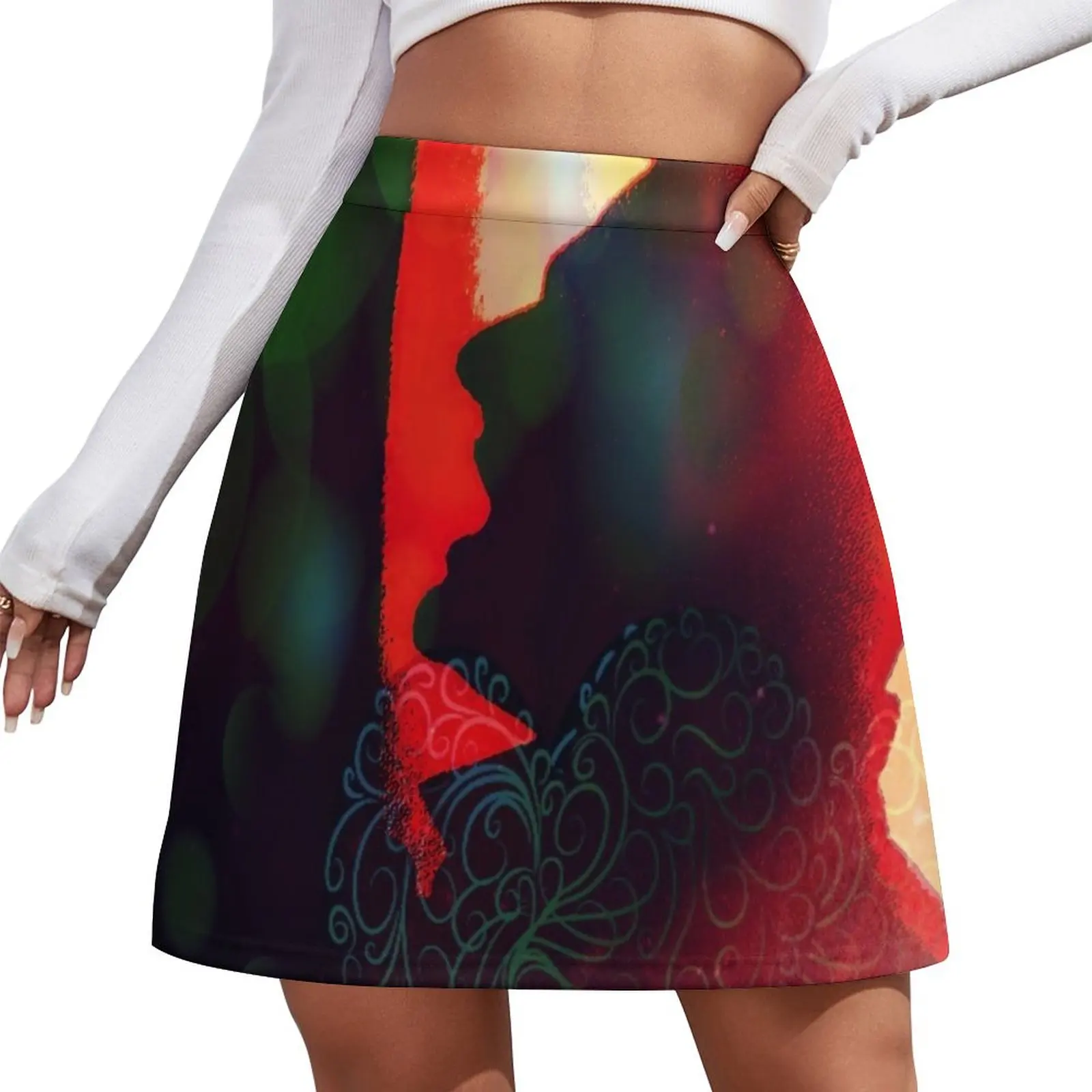 

Elements Erasure Andy Graphic Eye Voodoo Mini Skirt Female skirt modest skirts for women Skirt satin