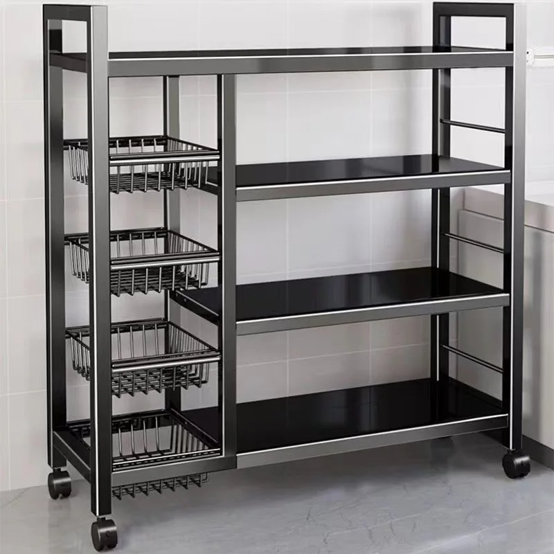 AOLIVIYA Floor Multi-Layer Trolley Shelf Kitchen Household Storage Rack For Fruit Veggie Microwave Oven Stand Cart Unit