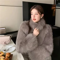 Faux fur Coat Women's fur Coat Fur Coat New Fashion fox Coat Cardigan fur Haining Short Mao Mao Winter Coat Padded Loose Coat