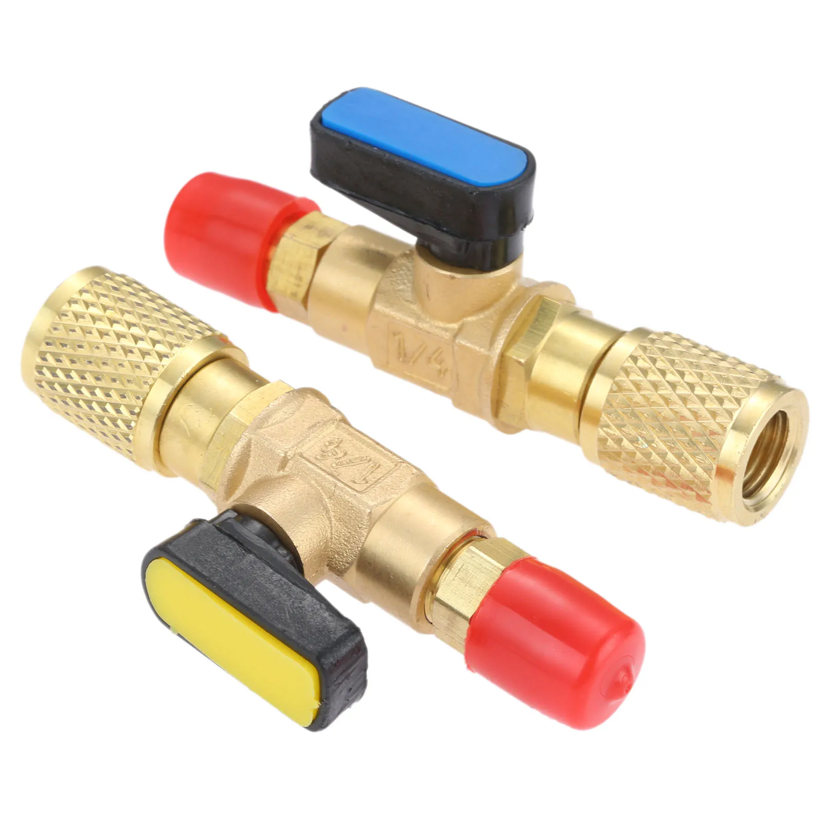 3Pcs Brass HVAC A/C Straight SHUT-OFF Ball Valve Adapter 1/4