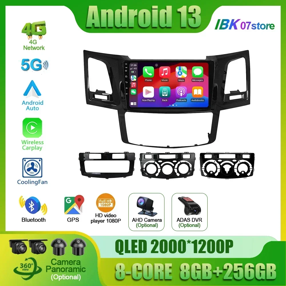 For Toyota Fortuner Hilux MT 2007 - 2015 Car Radio Multimedia Navigation 4G GPS Car Android Wireless Carplay Screen Stereo