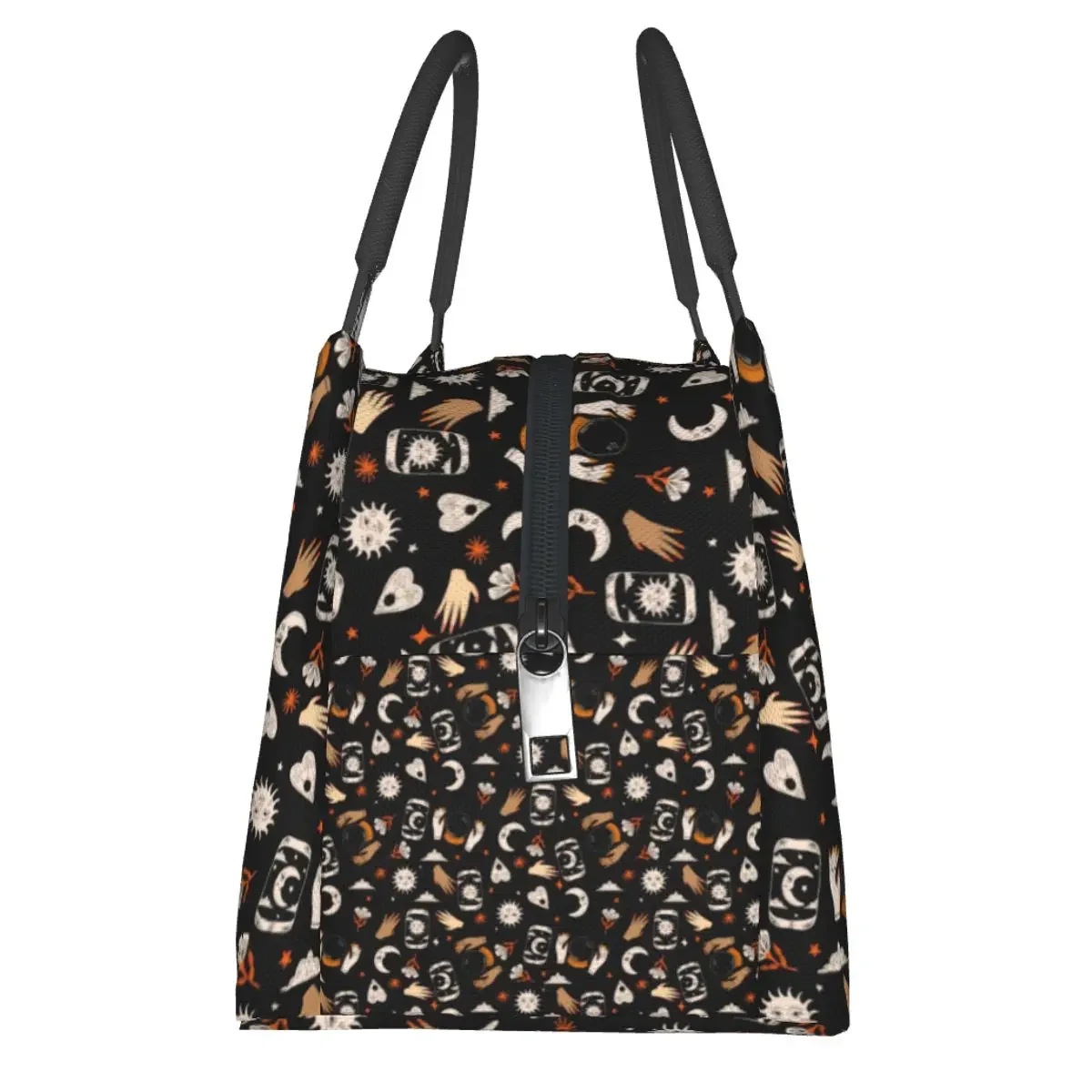 Fiambrera con estampado de Luna y sol para Halloween, bolsa térmica de viaje informal, portátil e impermeable