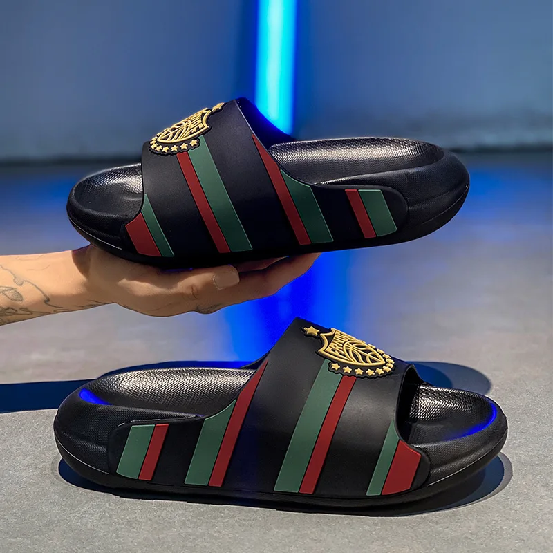 

New Men's Slippers Lightweight Non Slip EVA Slides Big Size Summer Beach Shoes Comfortable Fashion Thick Sole Sandals for Men