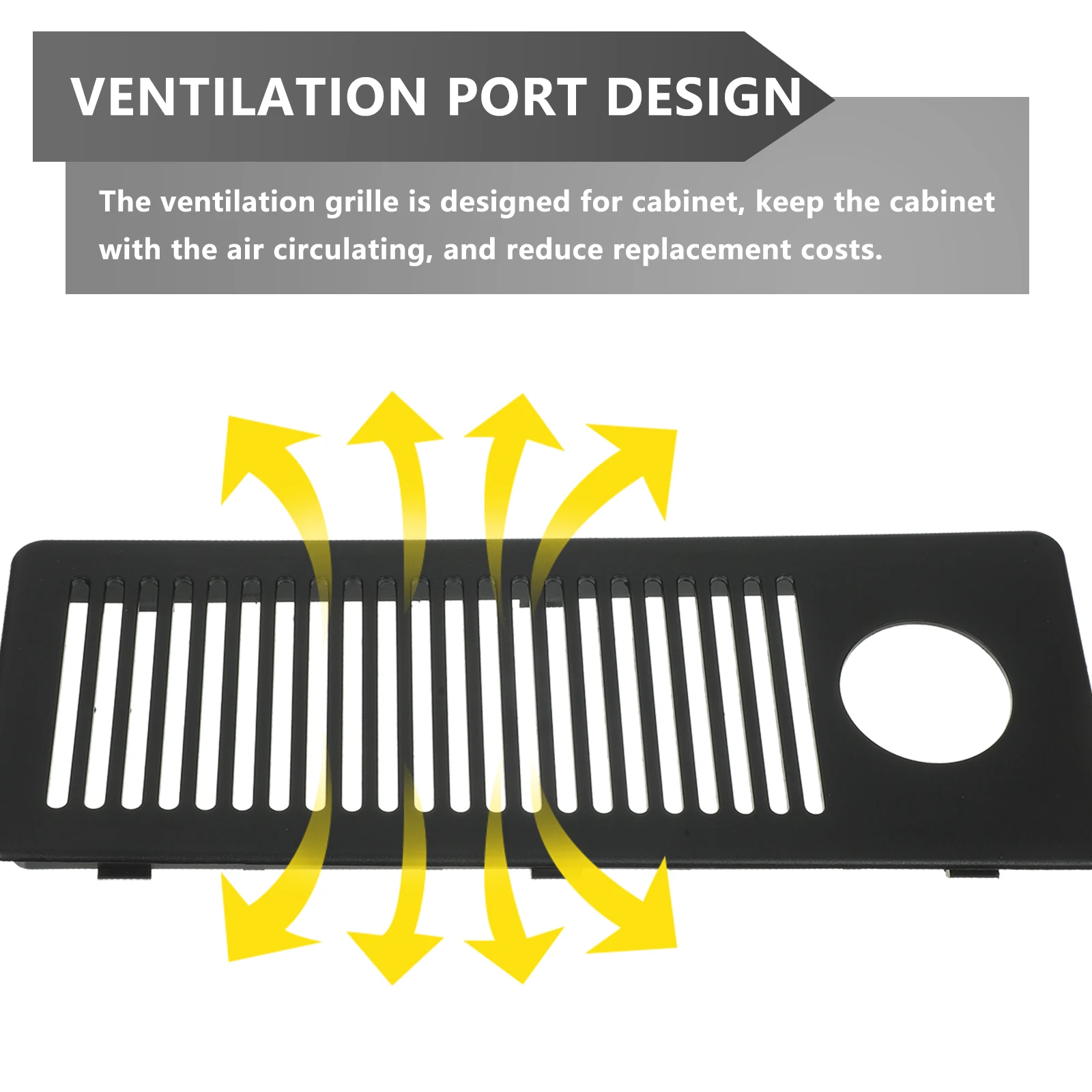 

4pcs 320x120 Black Single Hole Computer Host Breathable Vent Grille Cabinet Furniture Exhaust Vent Reusable ABS