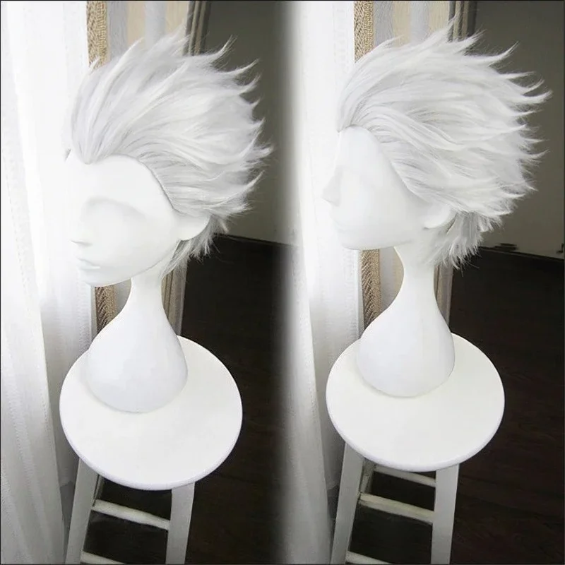 Short Silver Grey Slicked-back Hair Vergil Cosplay Wig Heat Resistant Synthetic Hair Wig