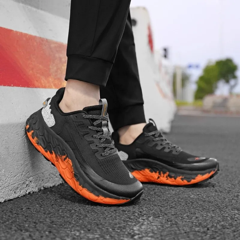 

Мужские дышащие эластичные кроссовки для бега по пересеченной местности, пара уличных кроссовок с противоскользящей мягкой подкладкой и толстой подошвой